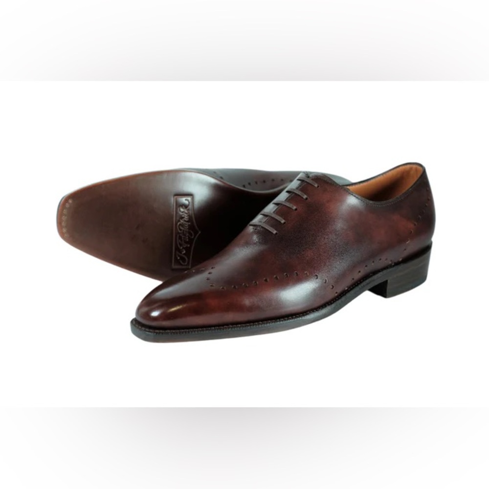 J FITZPATRICK TONY II DARK BROWN MUSEUM CALF LEATHER OXFORDS BNWT IN BOX 8US